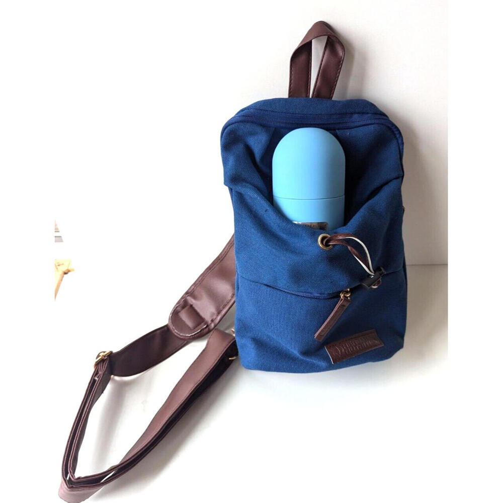 Denim Sling Shoulder Bag Backpack W/Thermal Bottle Holder & Bottle Hiking Denim